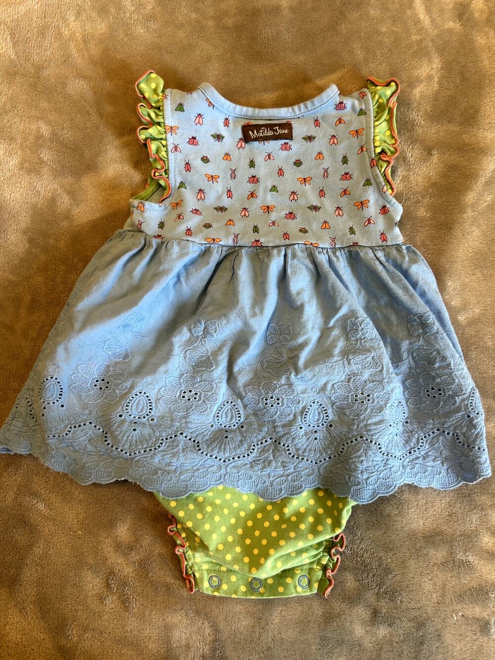 Matilda Jane Bugs Bubble romper 12-18M, Girl, storybookcore, Whimsical, retro